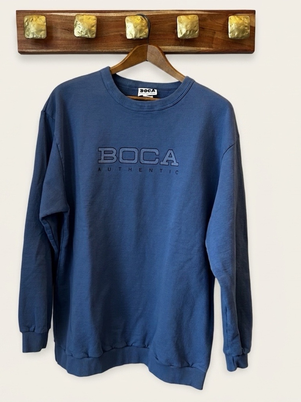 BOCA Blue Crewneck Sweatshirt Vintage 90s Casual Lounge Minimalist 100% Cotton